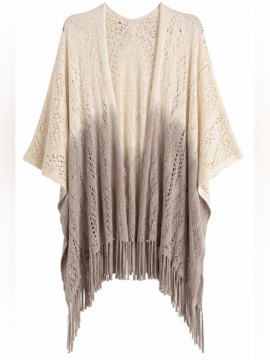 Sonoma Accessories - Sonoma Goods for Life Ombre Open Knit Fringe Ruana Wrap One Size Boho